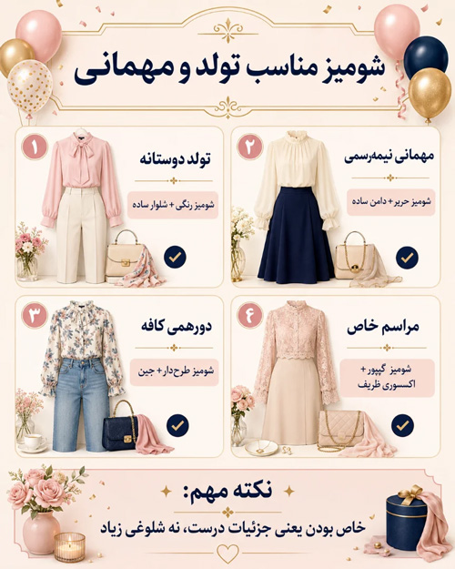 اینفوگرافیگ شومیز مناسب تولد و مهمانی